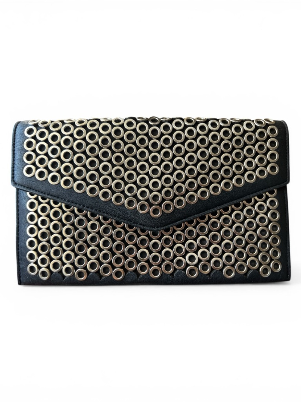 Urban Expressions Black Clutch with Gold Grommet Detail